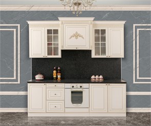Кухня "Астория" Люкс 2600×600×2440 Айвари/Золото ЗАМ-АСТ2